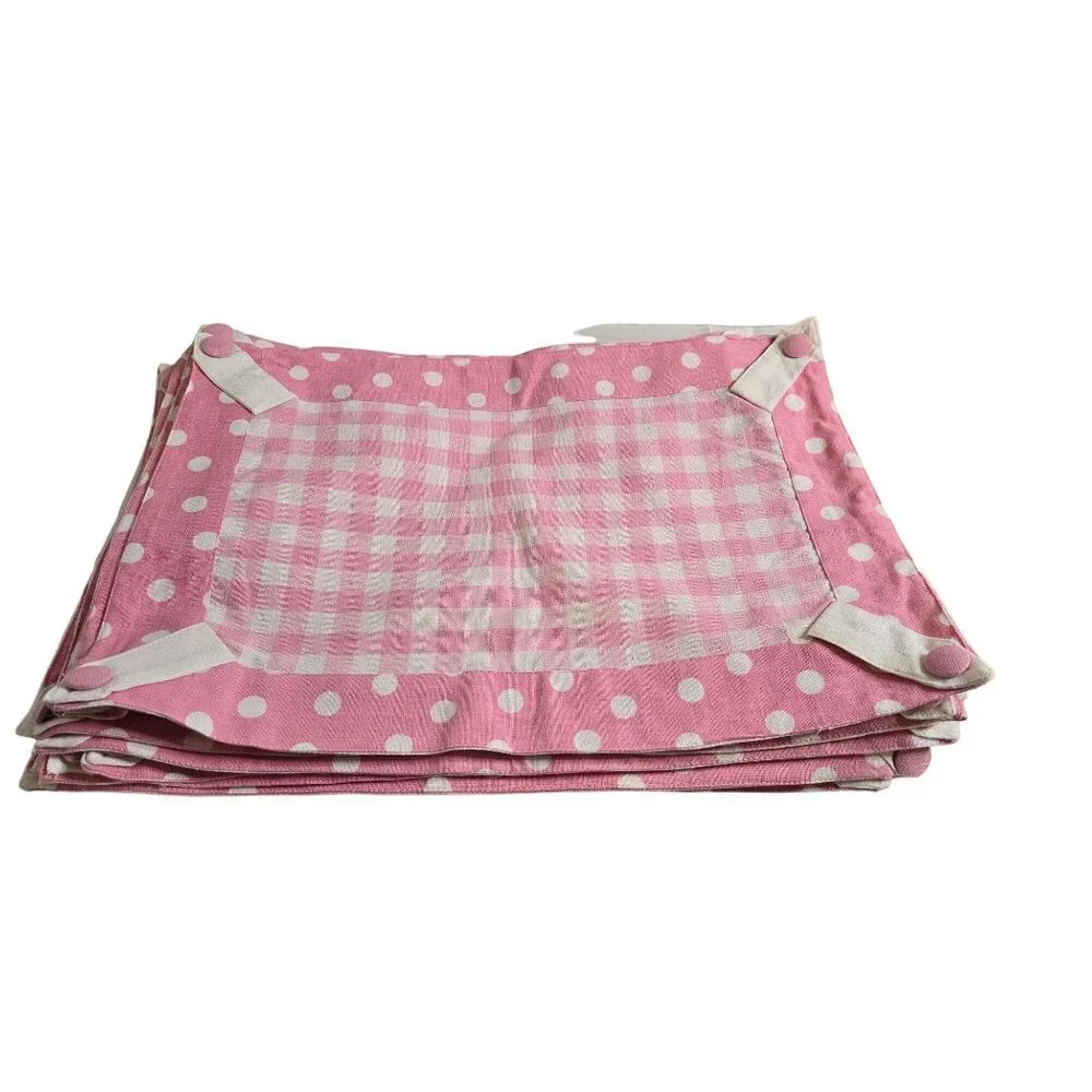 Vintage Pink Gingham & Polka Dot Placemats‎ Set of 12